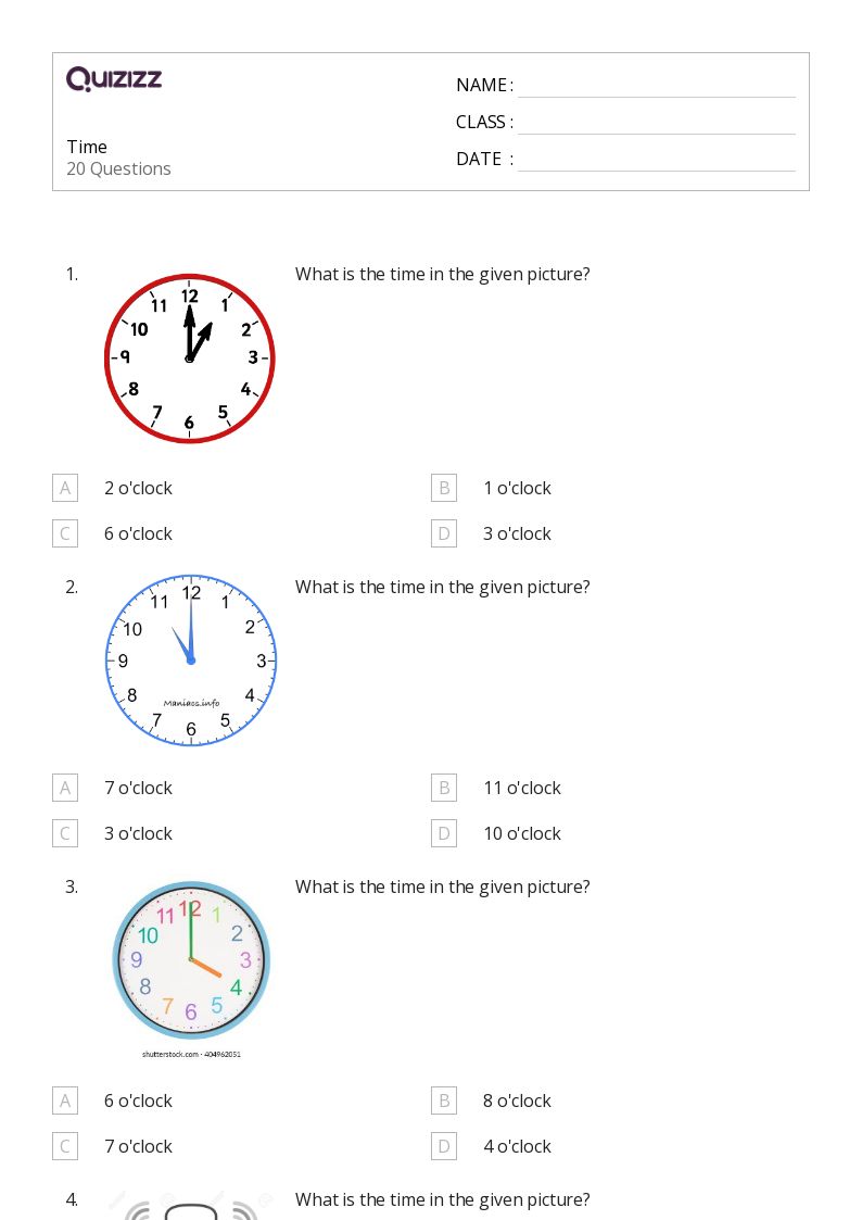 50+ Time worksheets for 2nd Class on Quizizz Free & Printable