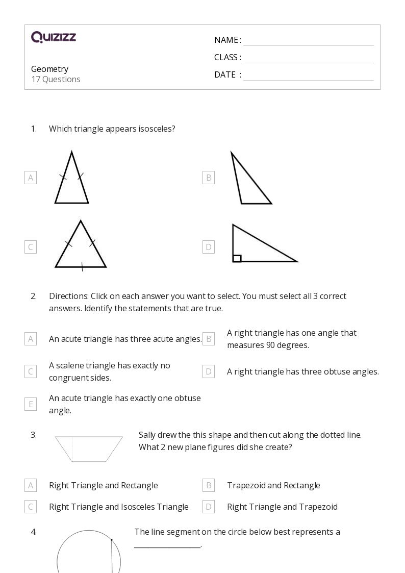 Printable Geometry Worksheets for Grade 5 Quizizz