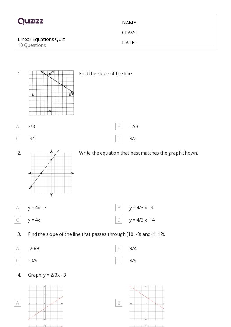 50+ Linear Equations worksheets for 7th Grade on Quizizz Free & Printable