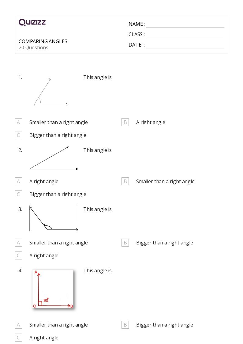 50+ Angles worksheets for 1st Class on Quizizz Free & Printable