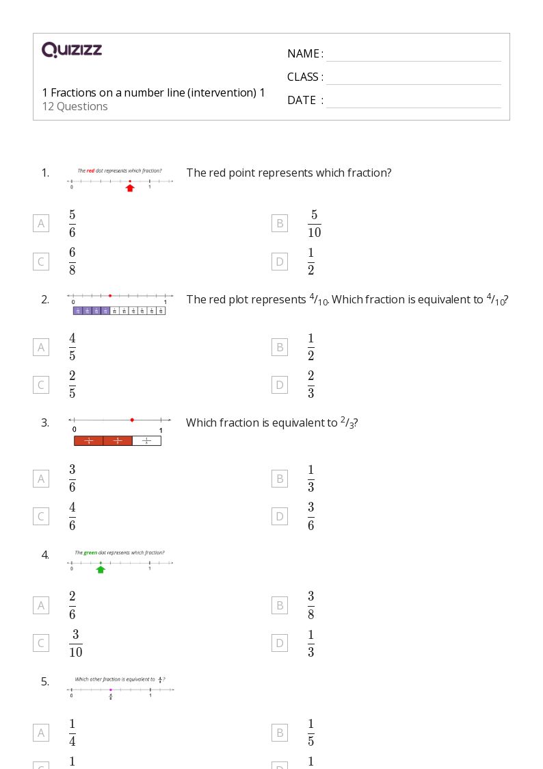 50+ Fractions on a Number Line worksheets for 4th Year on Quizizz Free & Printable