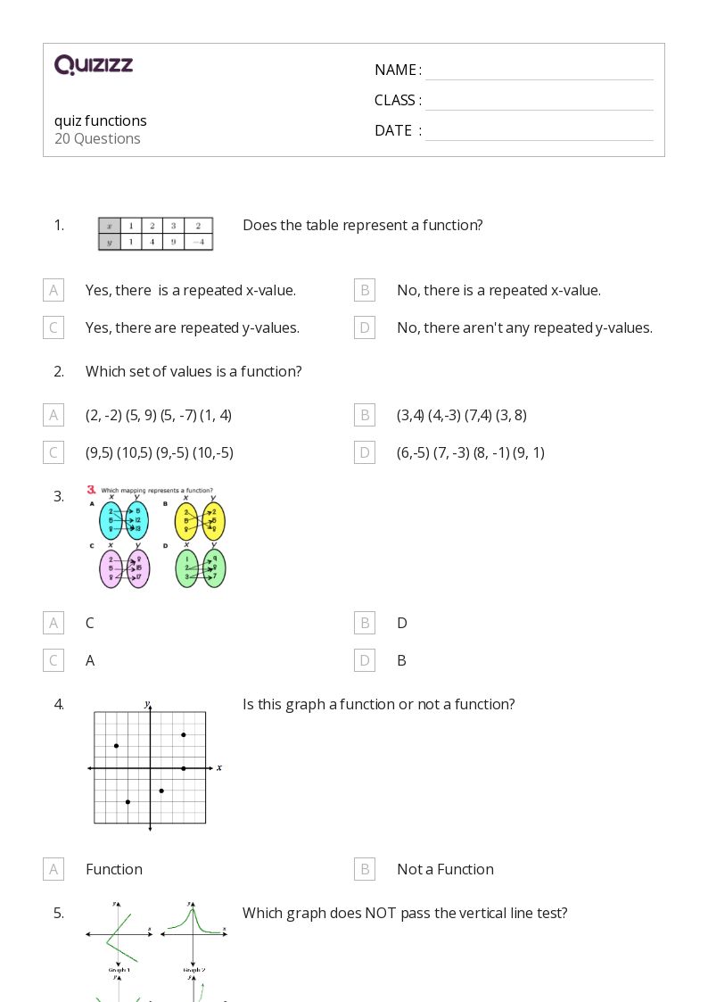 50+ Functions worksheets on Quizizz Free & Printable