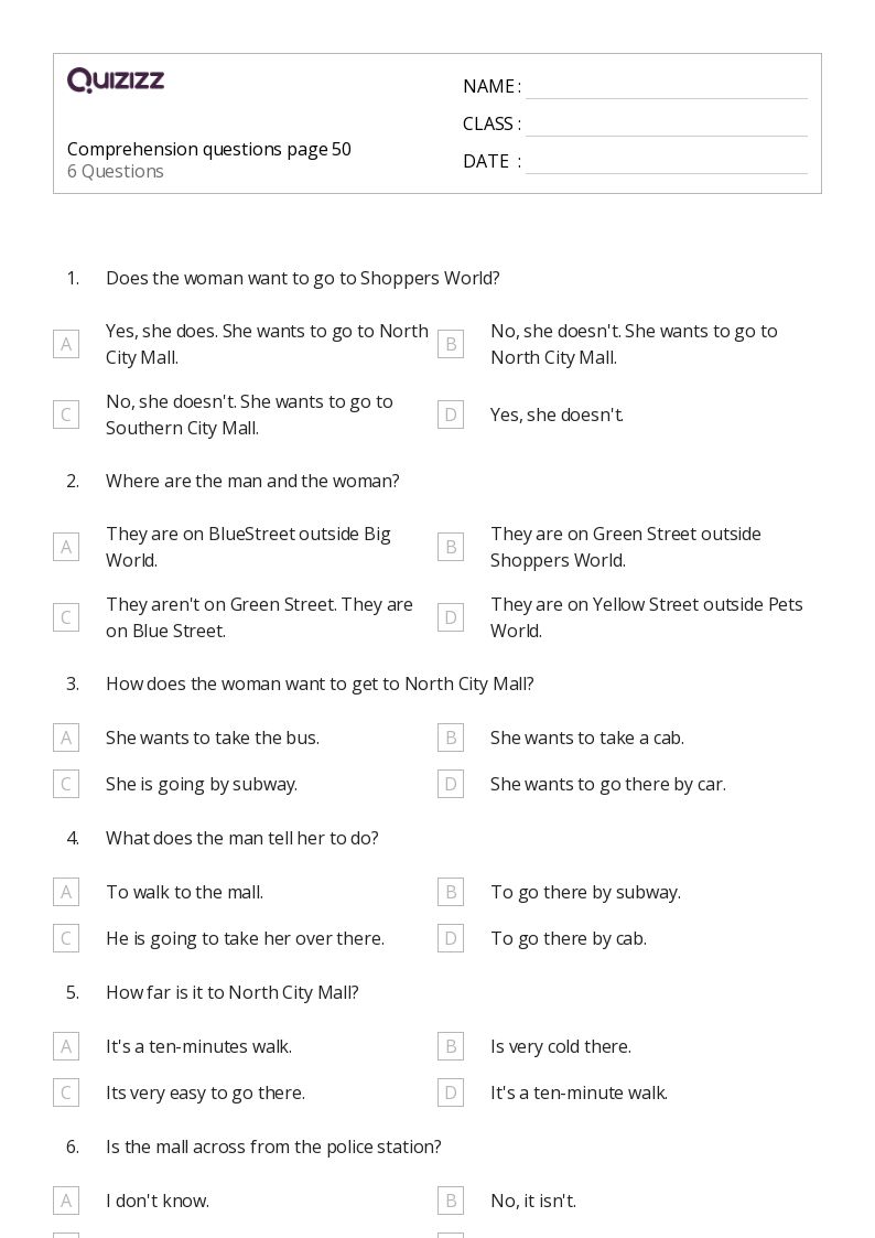 50+ Comprehension Questions worksheets for 1st Class on Quizizz Free