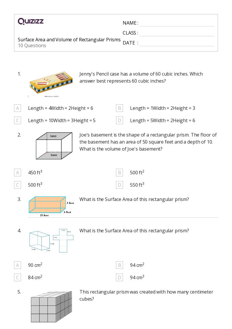 50+ Volume of a Rectangular Prism worksheets for 4th Grade on Quizizz