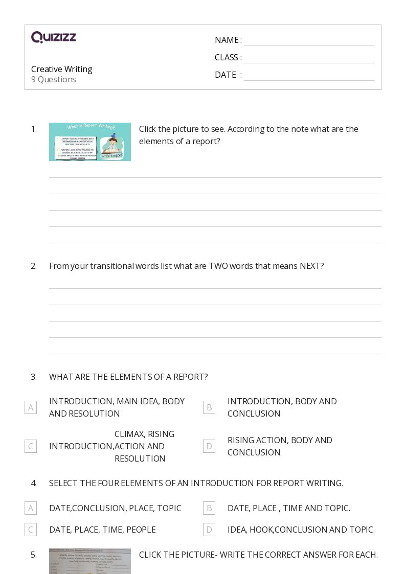 50+ Creative Writing worksheets for 4th Grade on Quizizz Free & Printable