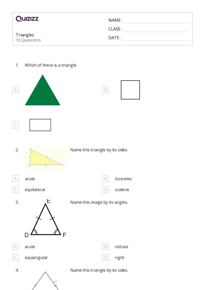 50+ Triangles worksheets for 5th Class on Quizizz Free & Printable