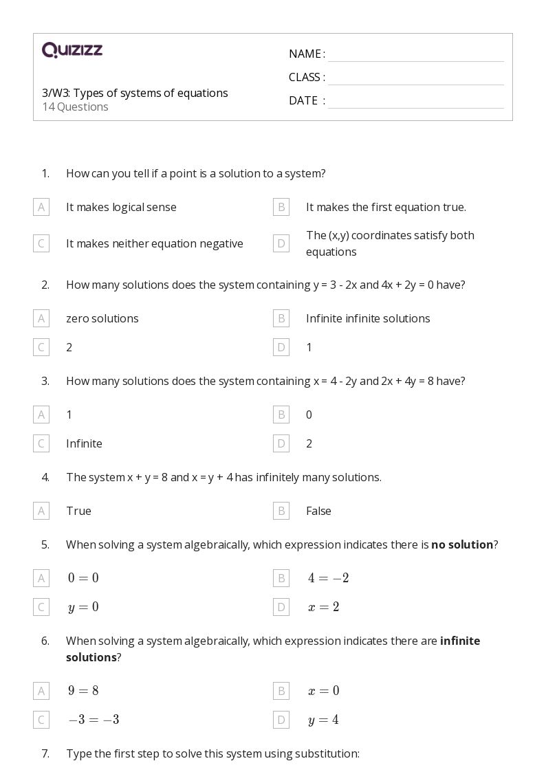 50+ Systems of Equations worksheets for 5th Grade on Quizizz | Free