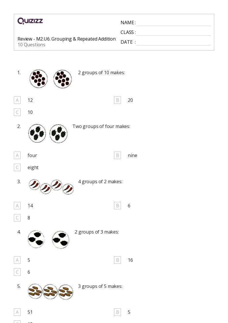 50+ Repeated Addition worksheets for 1st Grade on Quizizz Free & Printable