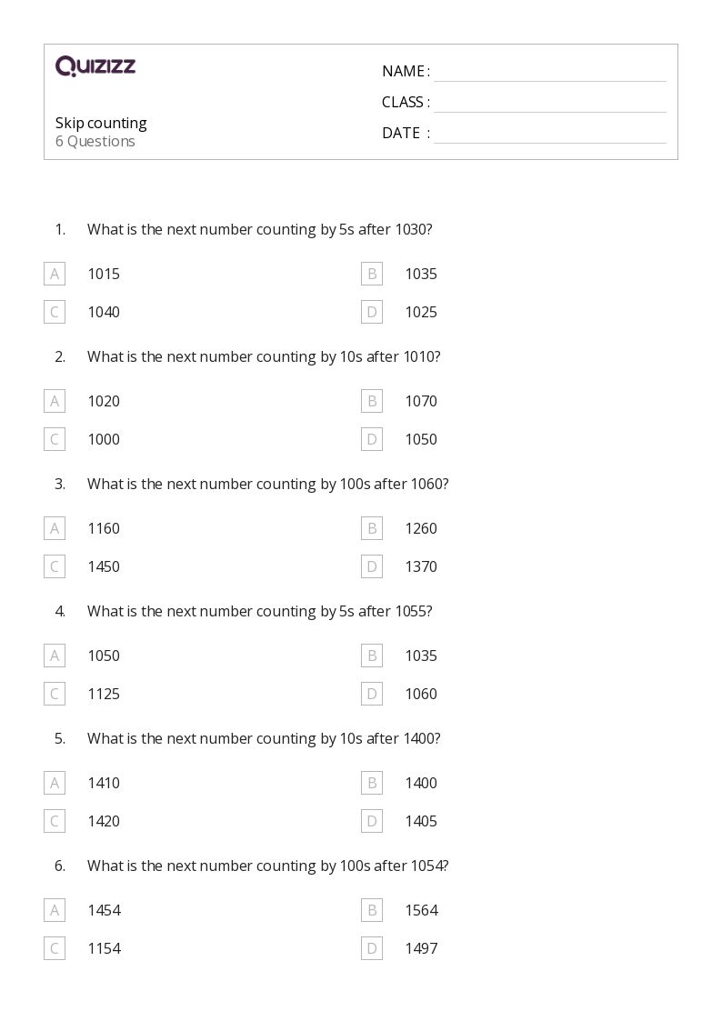 50+ Skip Counting worksheets for 2nd Grade on Quizizz Free & Printable