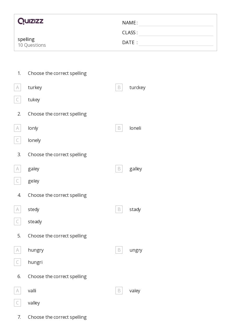 50+ Spelling worksheets for 4th Grade on Quizizz | Free & Printable