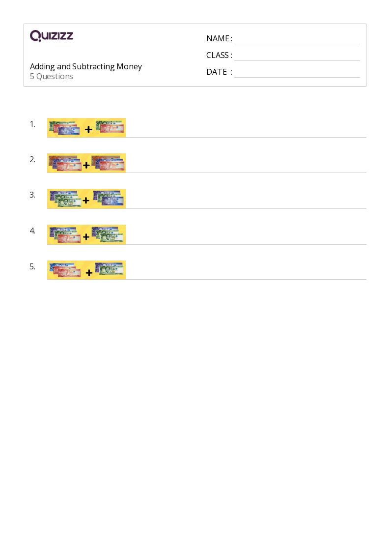 50+ Subtracting Money worksheets for 2nd Grade on Quizizz Free & Printable