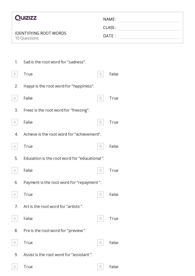 50+ Root Words worksheets for 1st Grade on Quizizz | Free & Printable