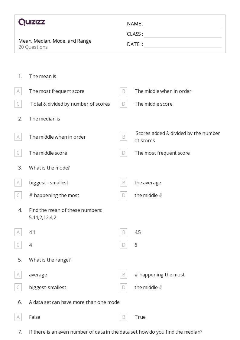 50+ mode worksheets for 9th Grade on Quizizz Free & Printable