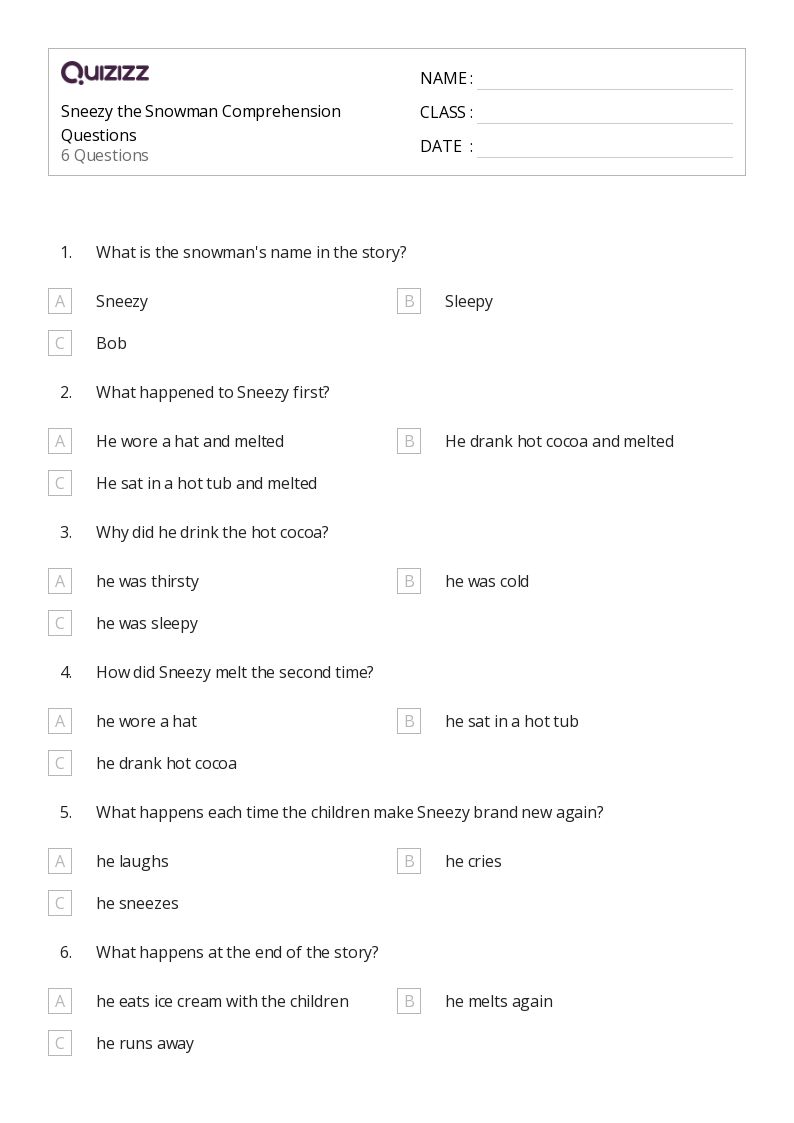 50+ Comprehension Questions worksheets for 1st Class on Quizizz Free
