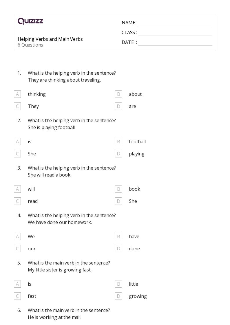 50+ Helping Verbs worksheets for 3rd Grade on Quizizz Free & Printable