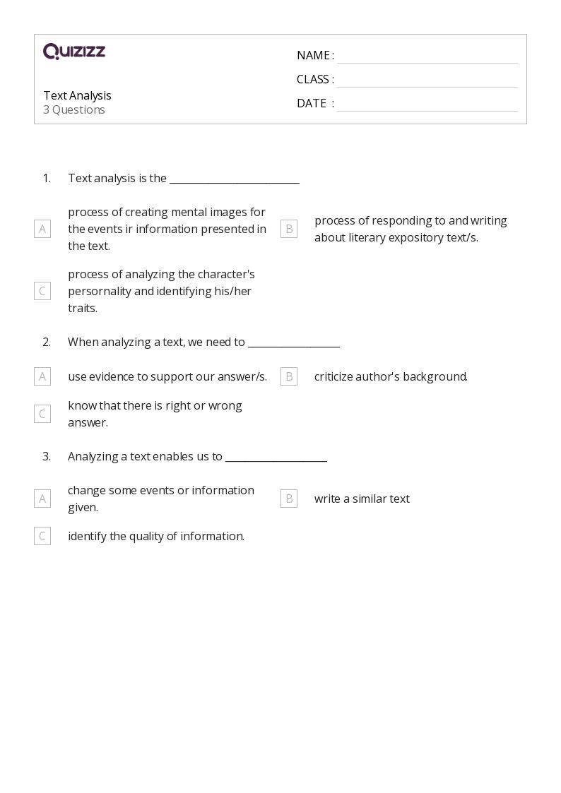 50+ ELA worksheets for 9th Grade on Quizizz Free & Printable