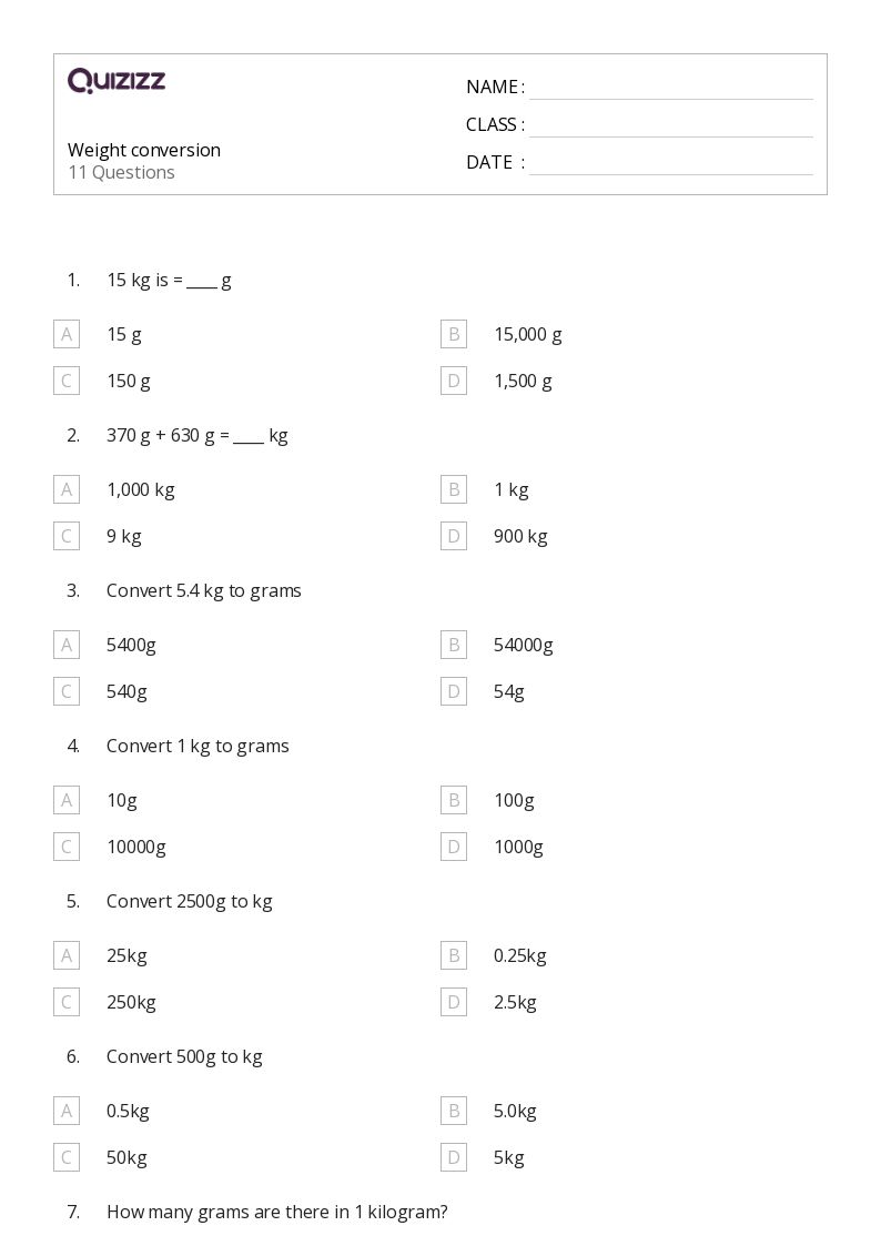 50+ Comparing Weight worksheets for 8th Class on Quizizz Free & Printable