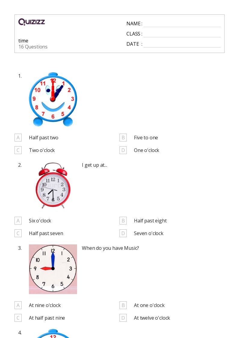 50+ Time worksheets for 4th Class on Quizizz Free & Printable