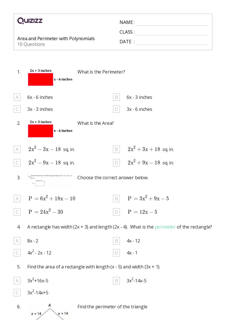 50+ area and perimeter worksheets for 9th Grade on Quizizz | Free