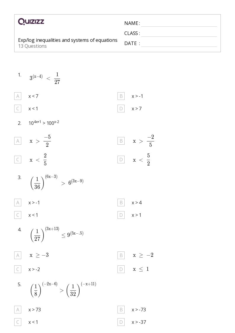 50+ two variable inequalities worksheets for 11th Class on Quizizz