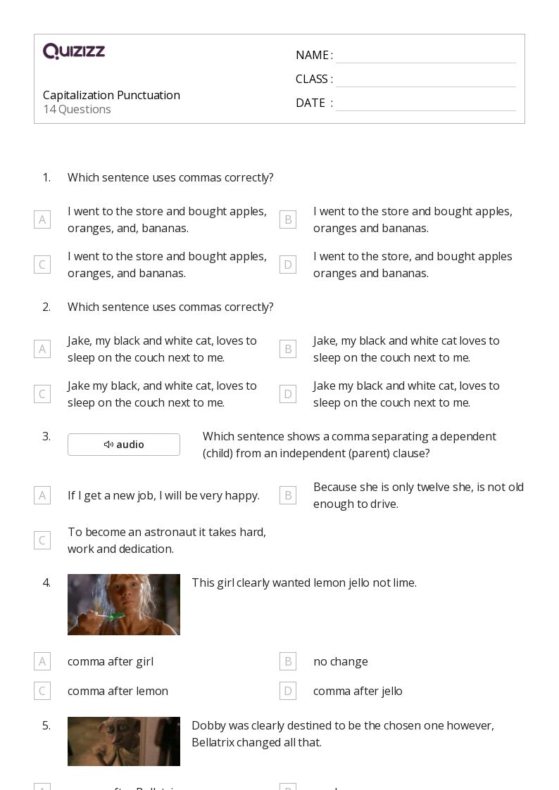 50+ Punctuation worksheets for 7th Grade on Quizizz Free & Printable