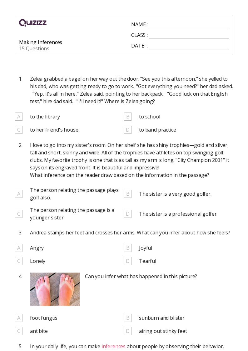 50+ Making Inferences and Drawing Conclusions worksheets on Quizizz