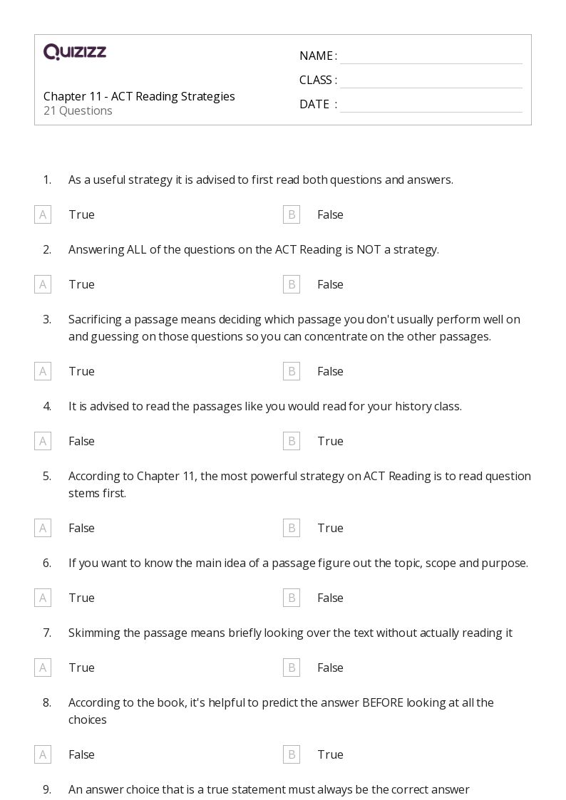 50+ Reading Strategies worksheets for 11th Grade on Quizizz Free