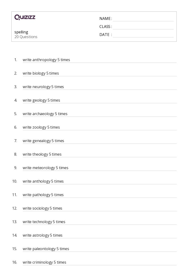 50+ Spelling worksheets for 5th Class on Quizizz Free & Printable