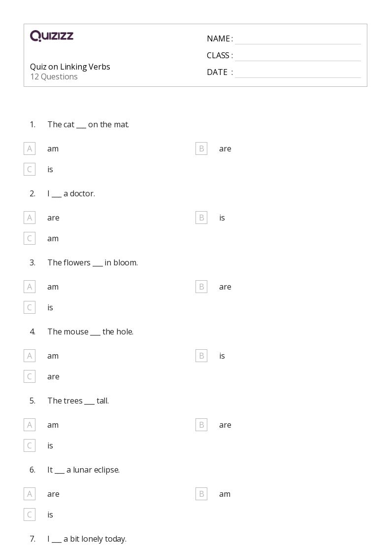 50+ Linking Verbs worksheets for 2nd Grade on Quizizz Free & Printable