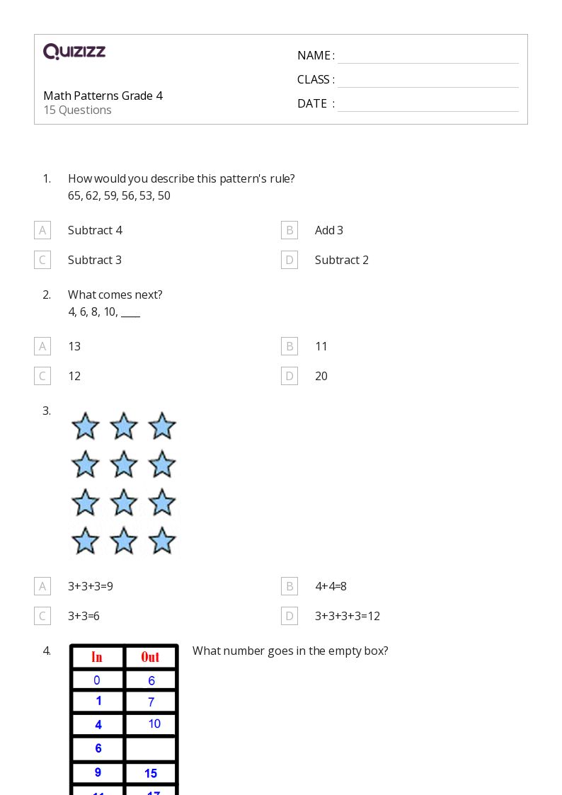 50+ Shape Patterns worksheets for 3rd Grade on Quizizz Free & Printable