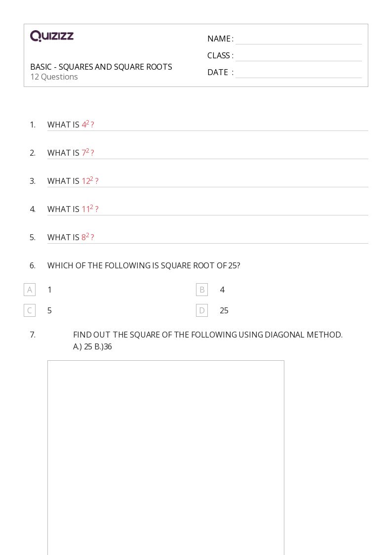 50+ Squares worksheets for 6th Class on Quizizz Free & Printable