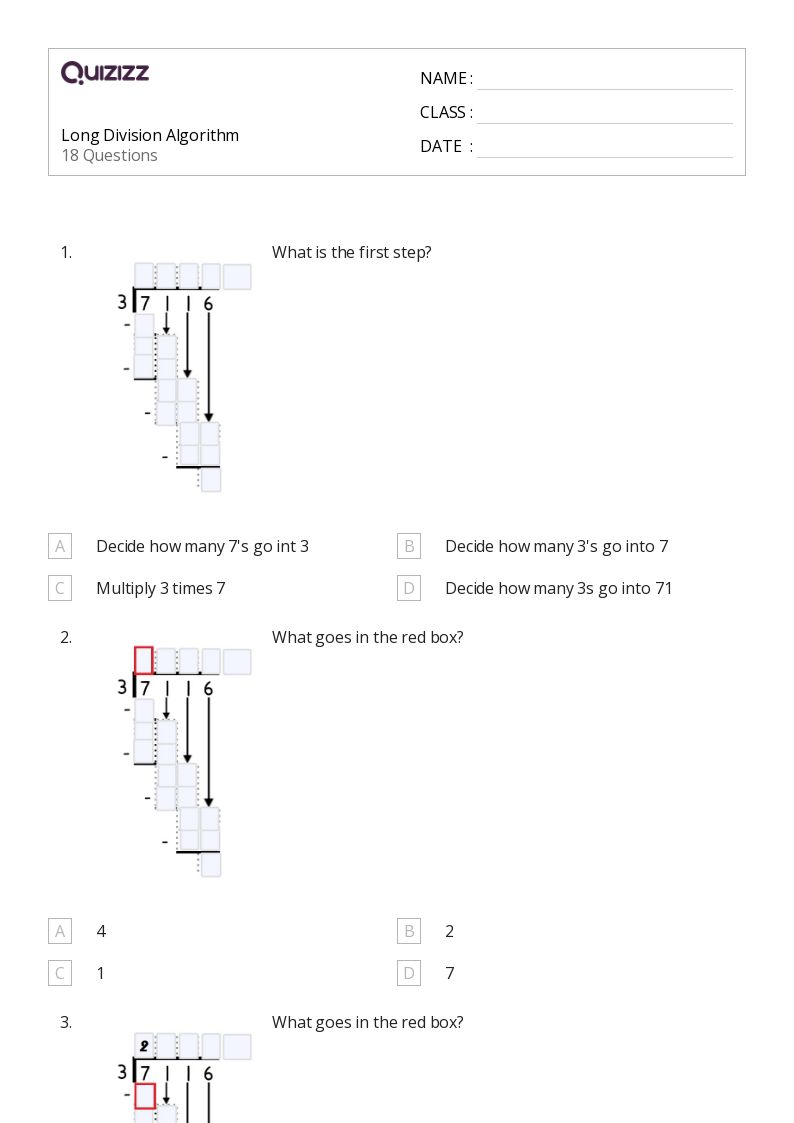 50+ Long Division worksheets for 3rd Grade on Quizizz | Free & Printable