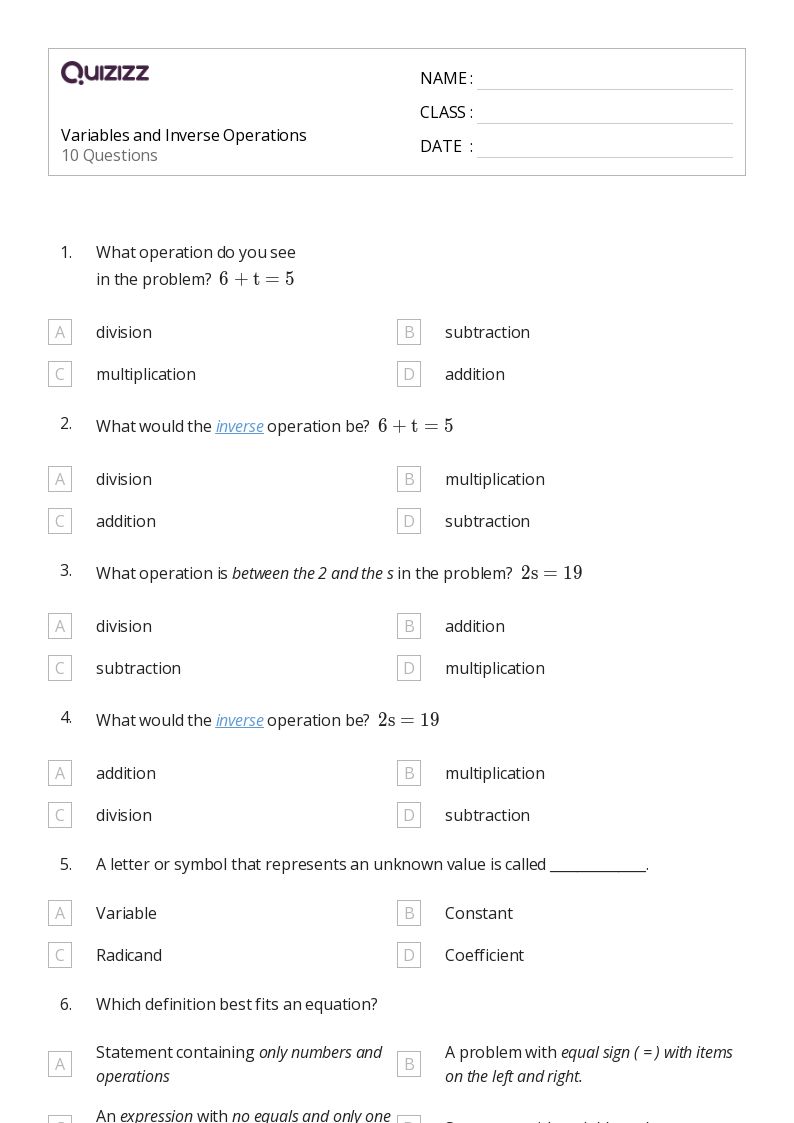 50+ Subtraction and Inverse Operations worksheets for 5th Grade on Quizizz Free & Printable