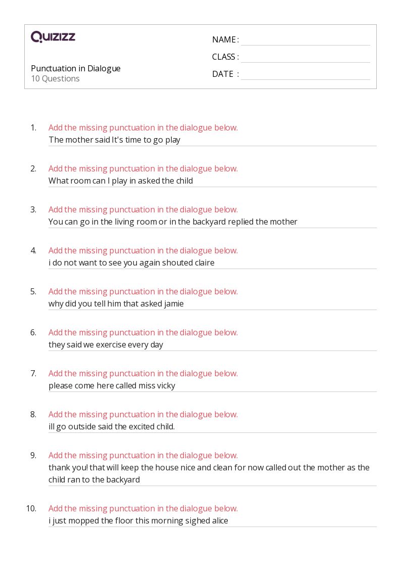 50+ Quotations worksheets on Quizizz Free & Printable