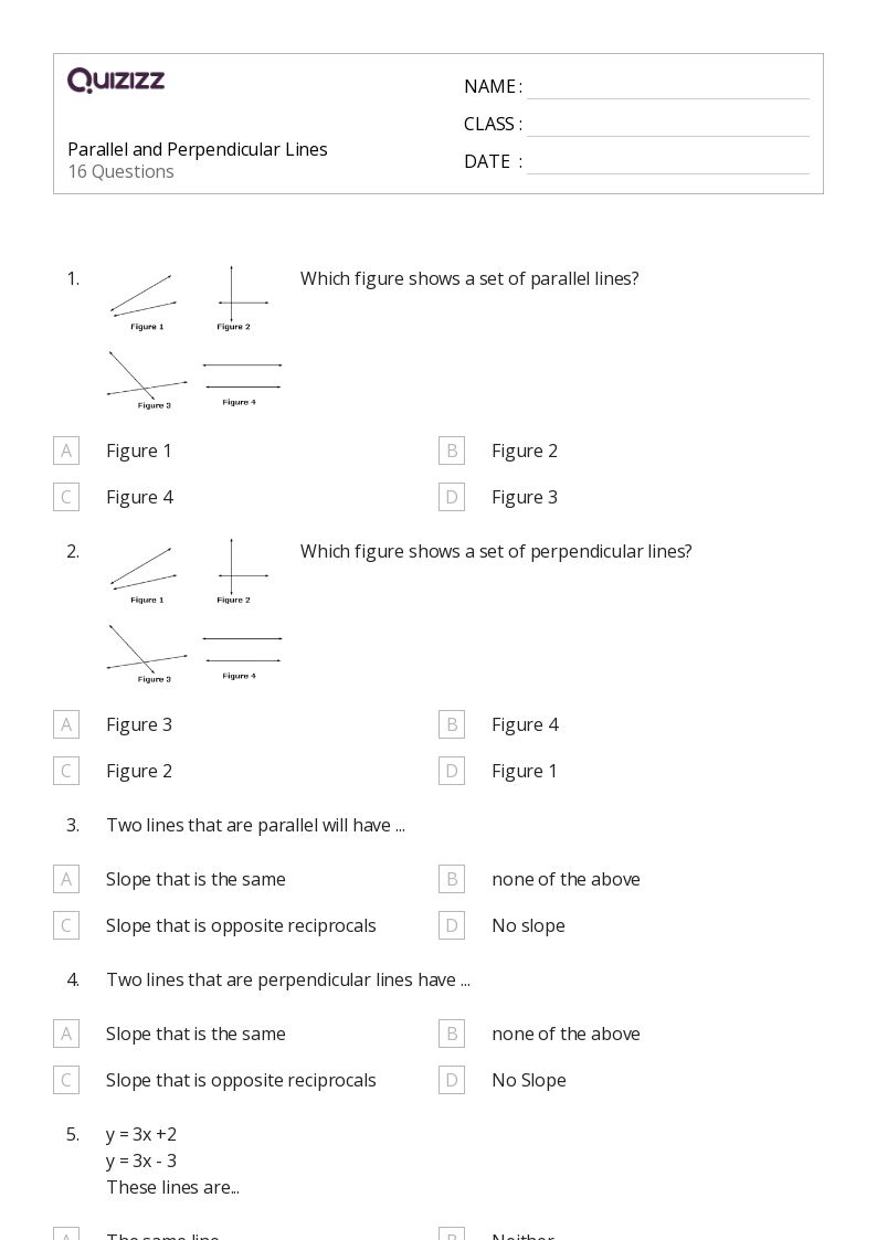 50+ Parallel and Perpendicular Lines worksheets for 8th Grade on Quizizz Free & Printable