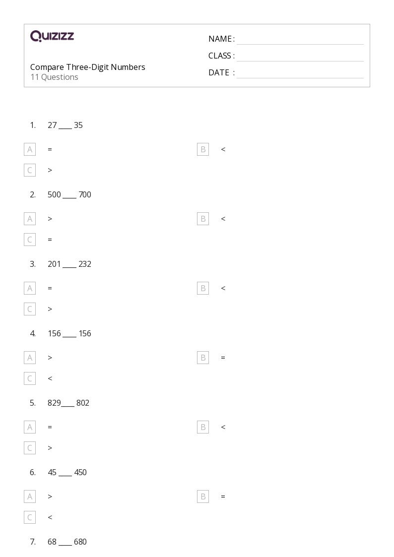 50+ Three-Digit Numbers worksheets for 2nd Grade on Quizizz | Free