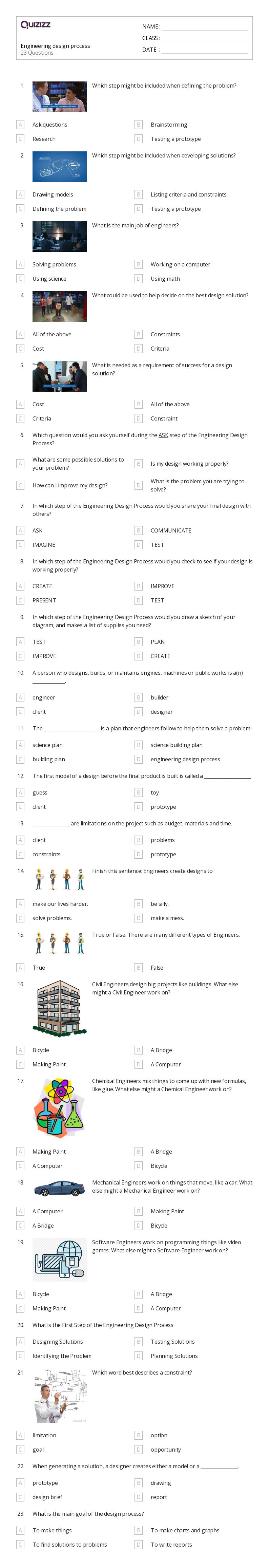 50+ Engineering Design worksheets for 3rd Grade on Quizizz Free