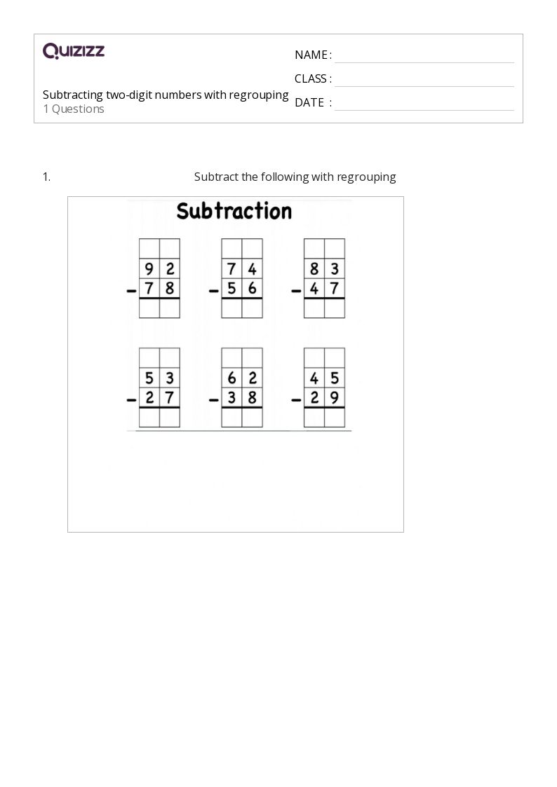 Printable TwoDigit Numbers Worksheets for Grade 1 Quizizz
