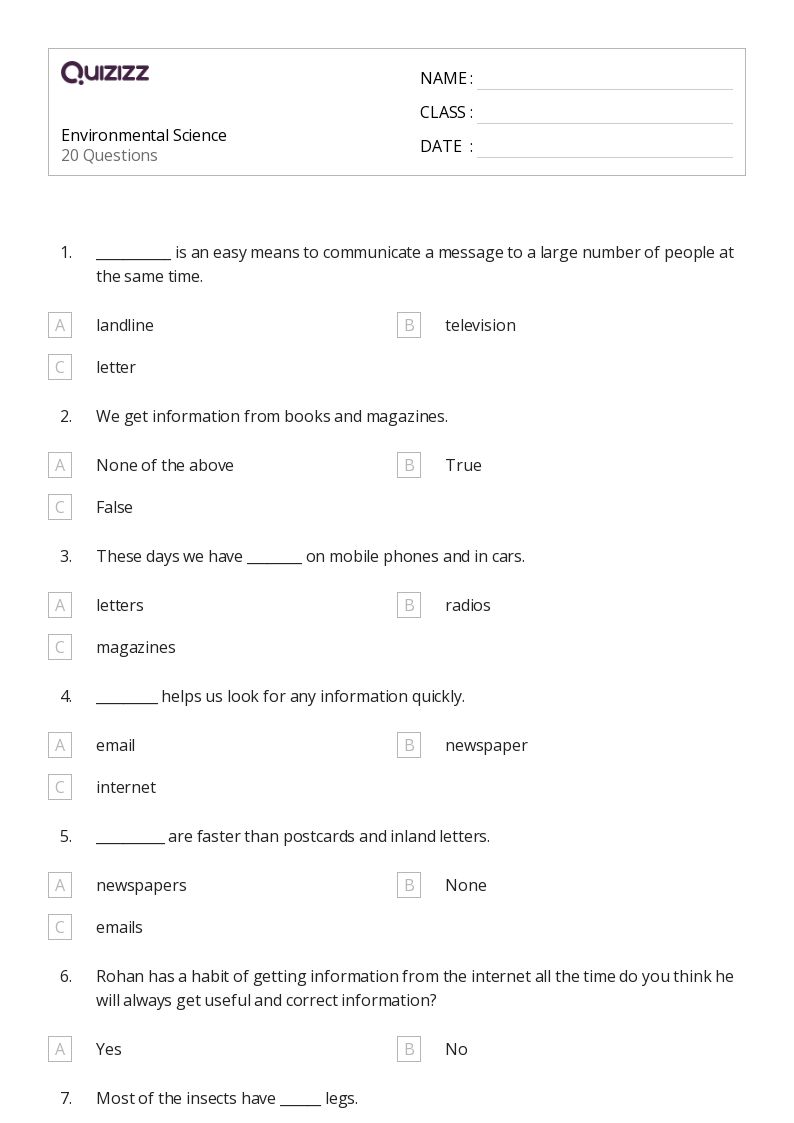 50+ Environmental Science worksheets for 2nd Grade on Quizizz Free & Printable