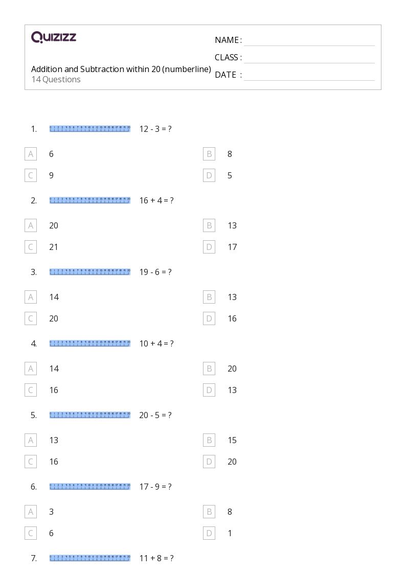 50+ Subtraction Within 20 worksheets for 2nd Grade on Quizizz Free & Printable