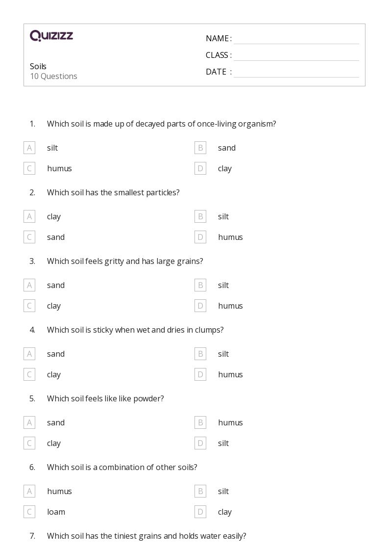 50+ soils worksheets on Quizizz Free & Printable