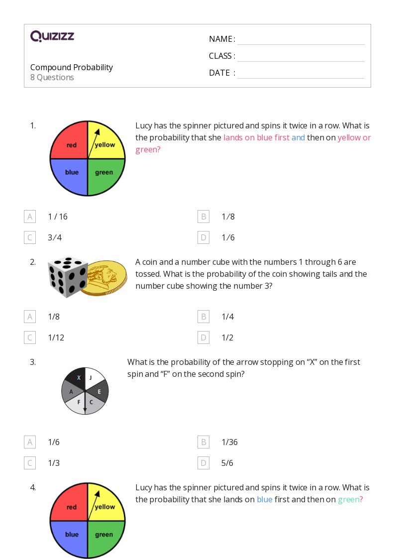 50+ Probability of Compound Events worksheets for 7th Grade on Quizizz Free & Printable