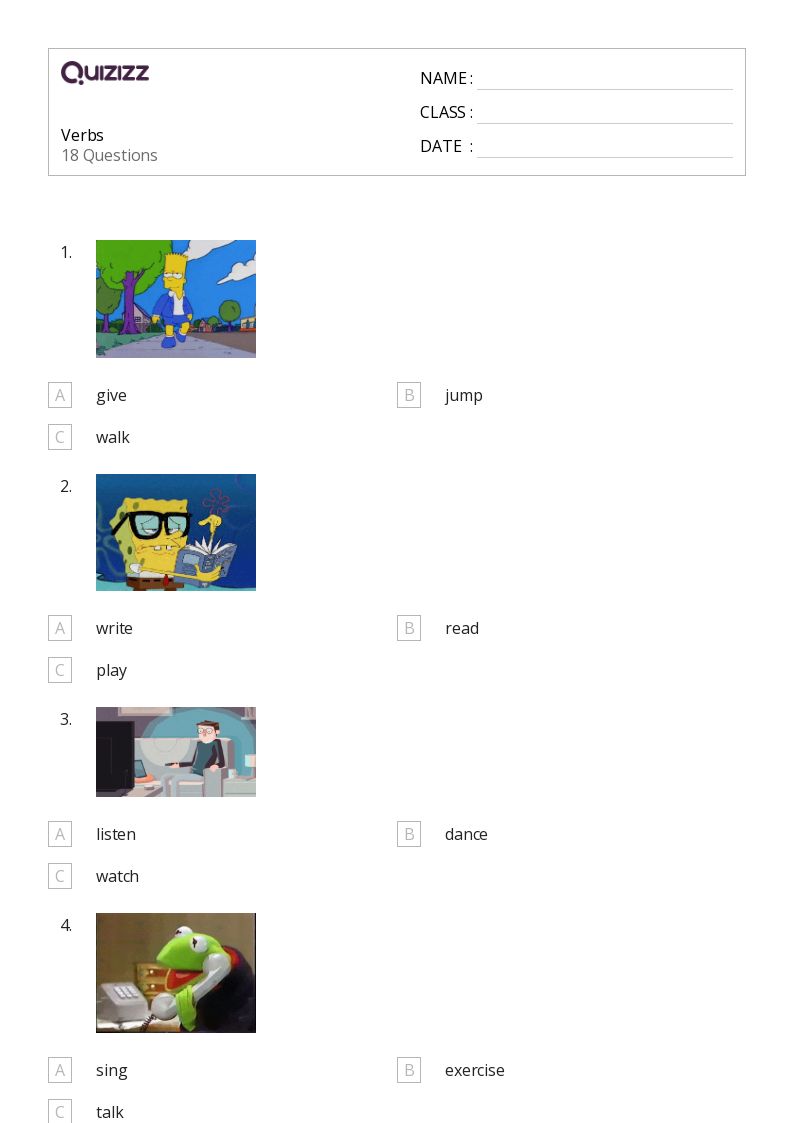 50+ Verbs worksheets for 5th Grade on Quizizz Free & Printable