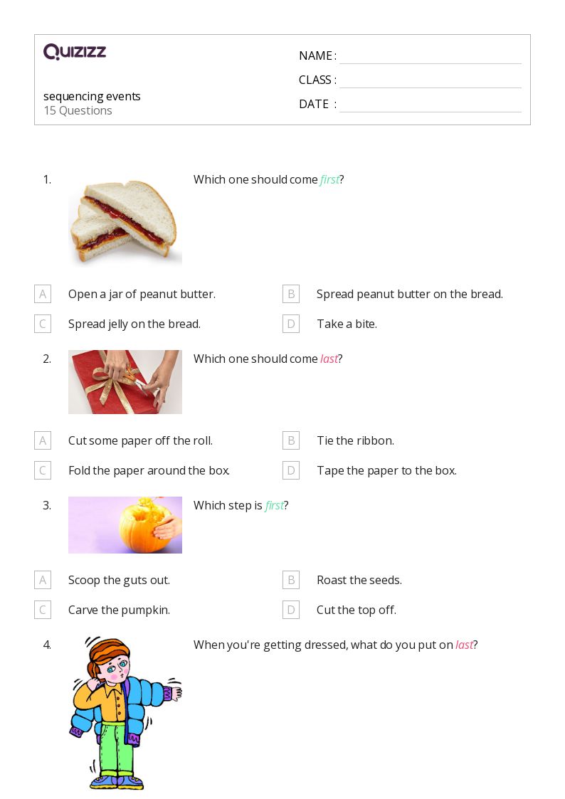 50+ Sequencing Events worksheets for 4th Grade on Quizizz | Free