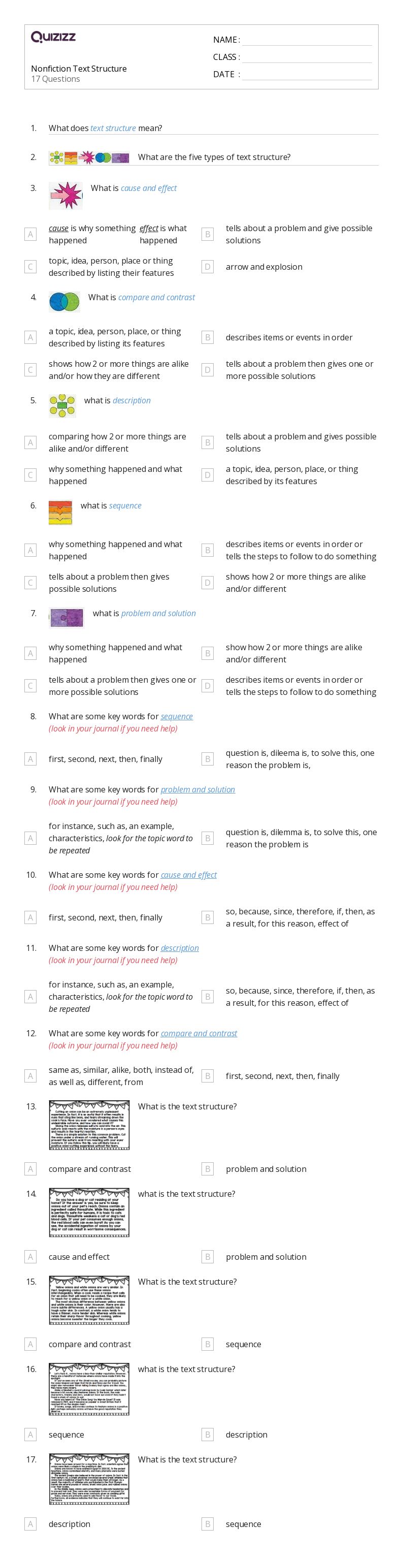 50+ Analyzing Text Structure worksheets for 2nd Grade on Quizizz Free & Printable