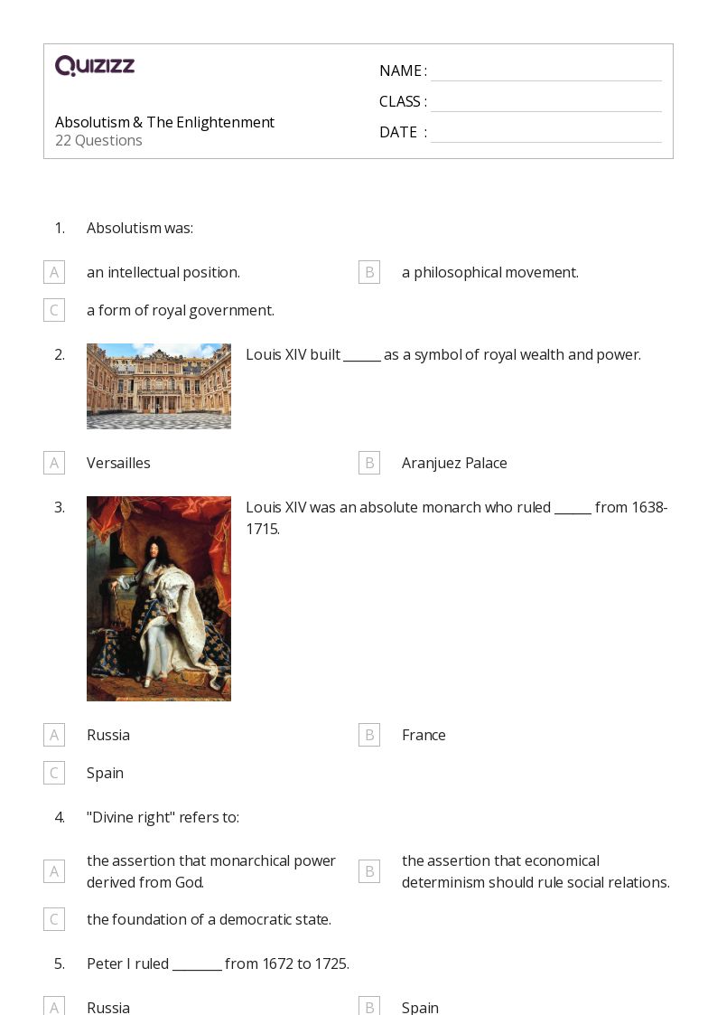 50+ the enlightenment worksheets for 9th Class on Quizizz Free & Printable