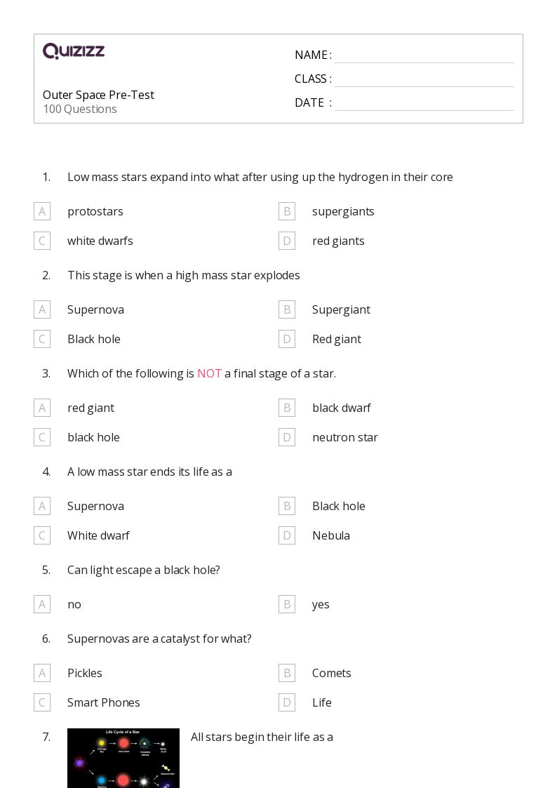 50+ Outer Space worksheets for 7th Grade on Quizizz Free & Printable
