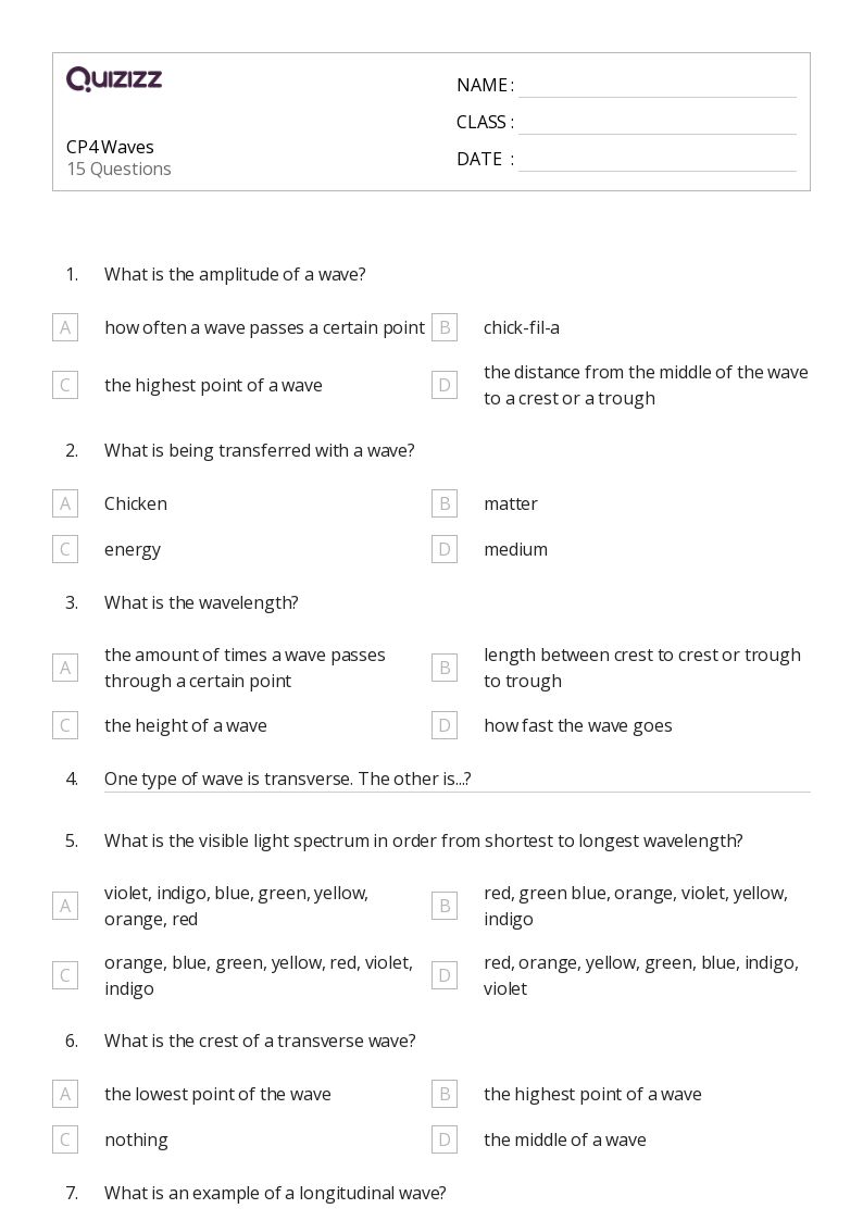 50+ oscillations and mechanical waves worksheets for 9th Year on Quizizz Free & Printable