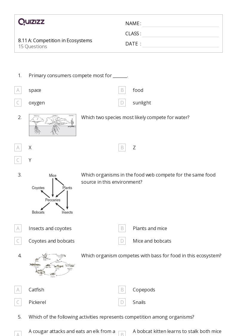 50+ Ecosystems worksheets for 8th Grade on Quizizz Free & Printable