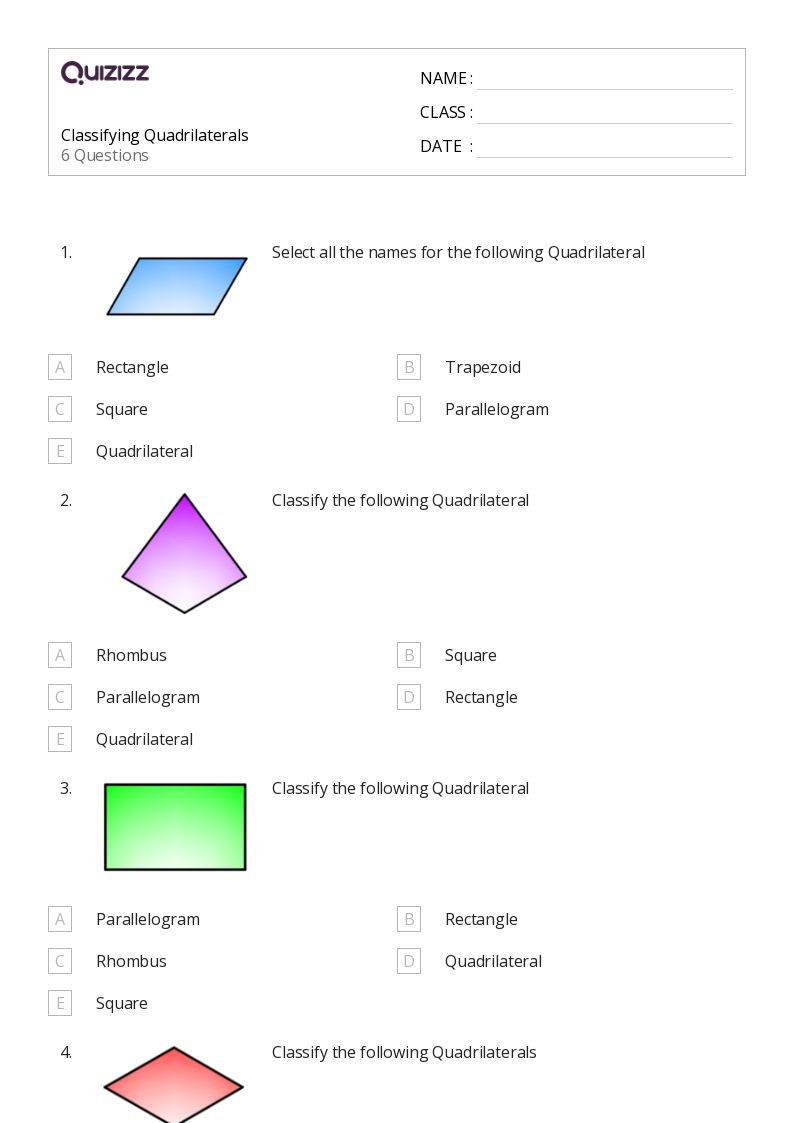 50+ Classifying Quadrilaterals worksheets for 3rd Grade on Quizizz